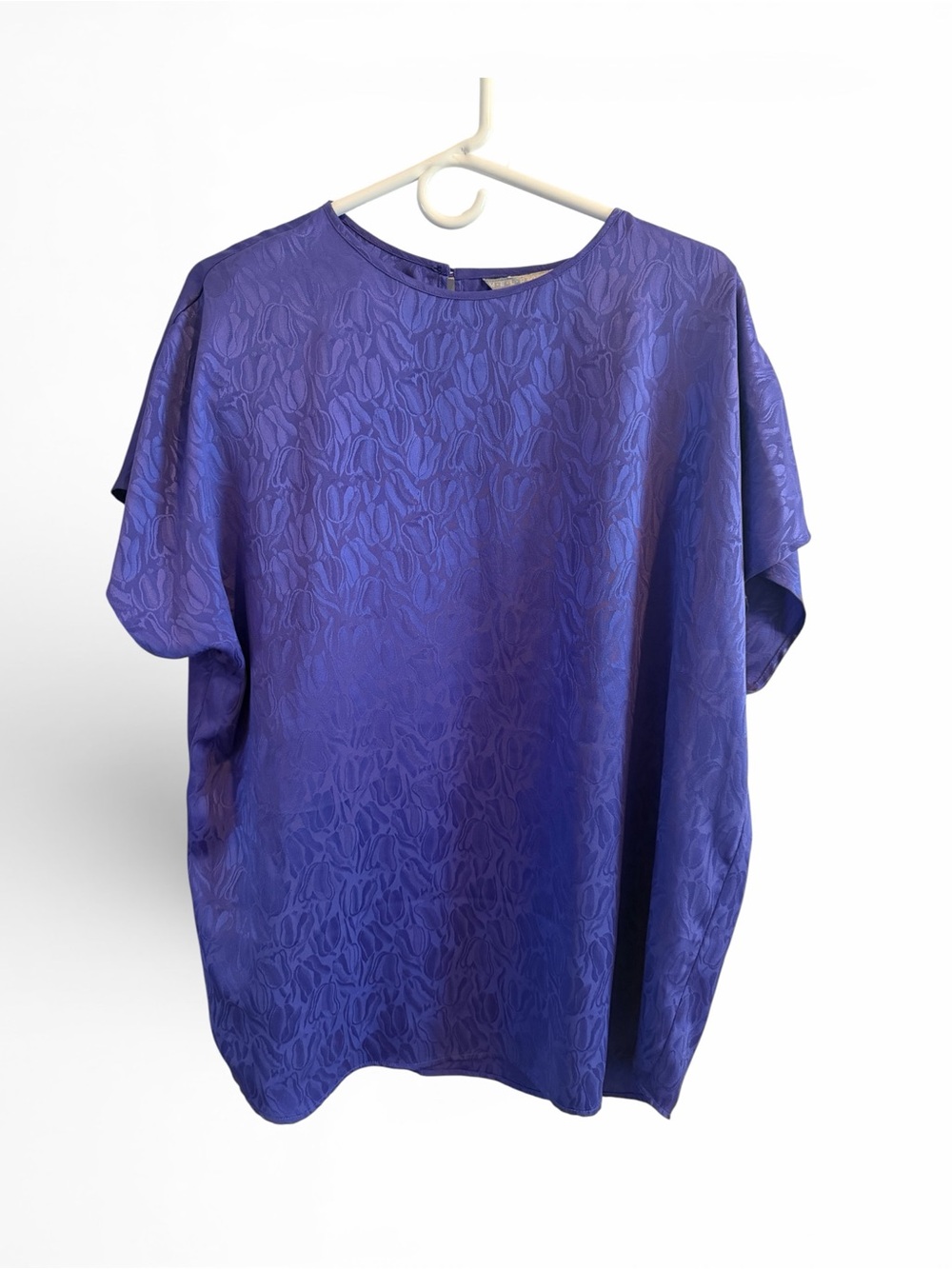Melrose Purple Textured Shoulder Pad Short-Sleeve Women's Top